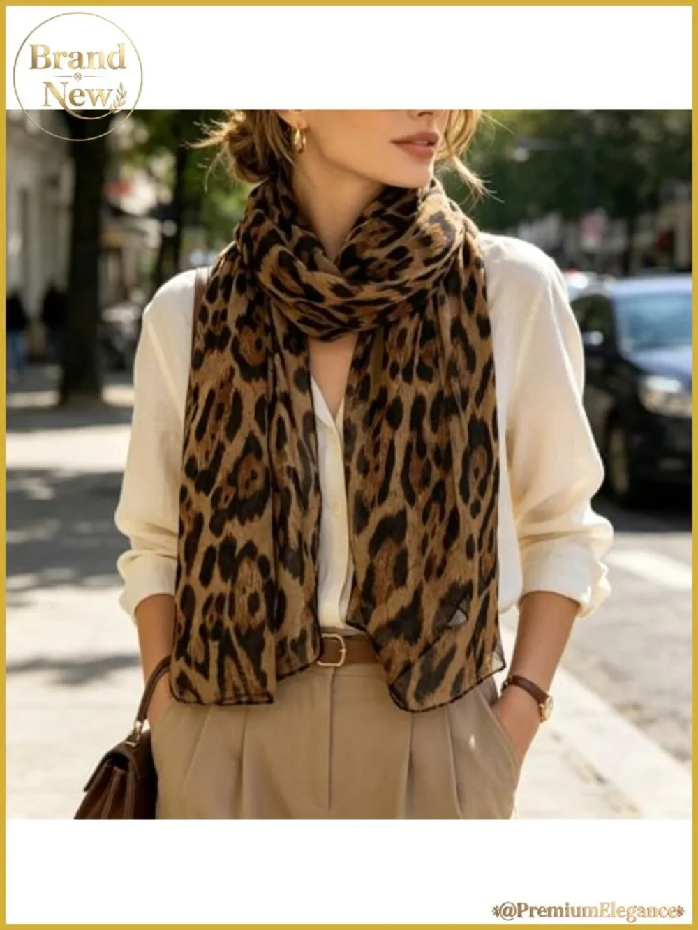 Polyester Leopard Print Scarf Lightweight Sheer Wrap Shawl for Evening Dress
